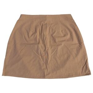 Sabo Tan Brown Pencil Skirt Cotton Linen Blend Business Casual Neutral Large L